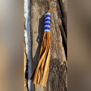 peyote stitched keychain. blues and purple. keychain accessory.